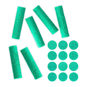 Valia Co. Textured Playdough Roller Stamp Set Pond Life Toy