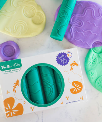 Valia Co. Textured Playdough Roller Stamp Set Pond Life Toy