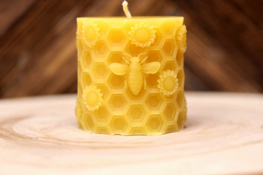 Bee & Flower Embossed Pillar