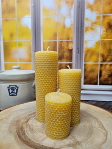 Embossed Beeswax Pillar Candles (3, 5, or 7")