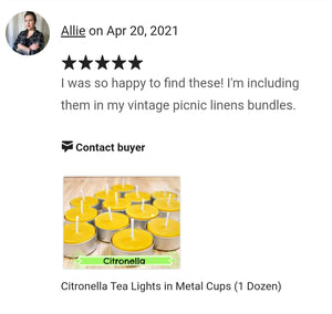 Citronella Tea Lights in Metal Cups (1 Dozen)