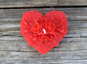 Heart Candle with Rose Blooms