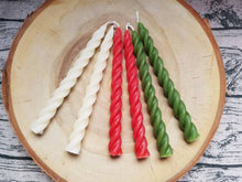 Load image into Gallery viewer, 7&quot; Beeswax Spiral Taper Candles