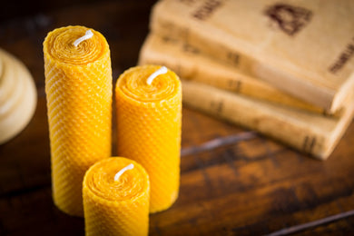 Embossed Beeswax Pillar Candles (3, 5, or 7